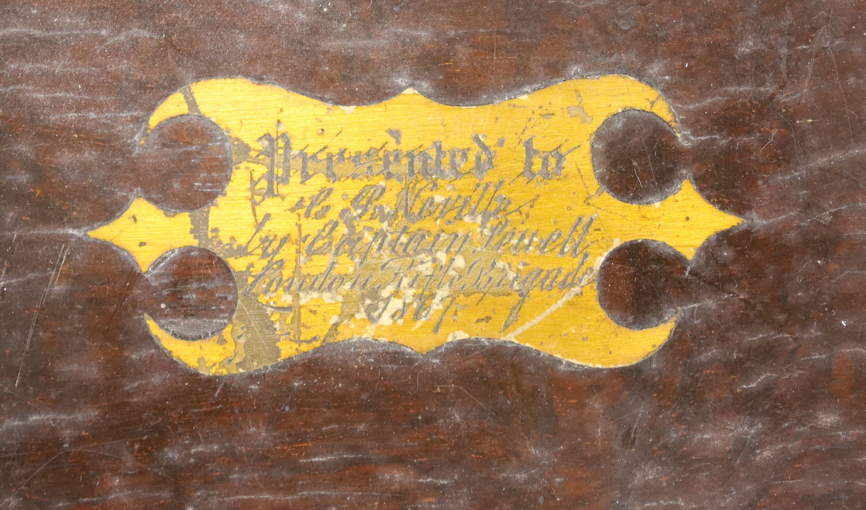 A victorian rosewood brass bound writing slope, 19 x 50cm, and a hand written Victorian ledger